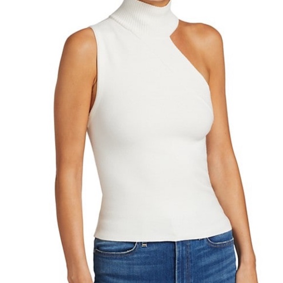 Calvin Klein Asymmetrical Turtleneck Top BLACK - Picture 3 of 5